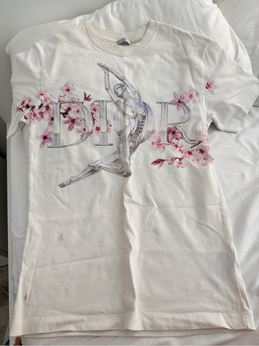 DIOR Homme Sorayama Logo Tee with Pink Floral Detail